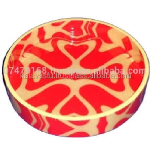 Bandeja de madera de sándalo estilo Arte popular con acabado brillante de cerámica Técnica pintada a mano - Product Image 6