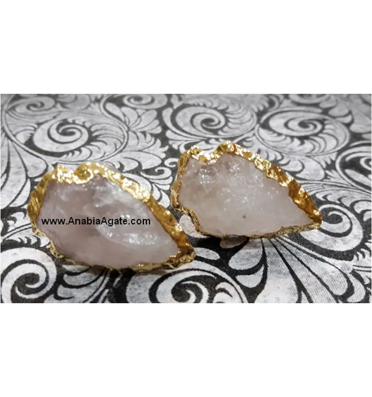 Gemstone Jewelry Rose Quartz Gold Plated Arrowhead Earring Natural Crystal Stone Earring Wholesale Made in India Product