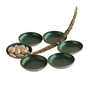 Tazón de vidrio para servir frutas con soporte de incrustaciones de hueso de madera, tazón decorativo para servir frutas, nueces, 7 tazones para servir frutas secas - Product Image 1