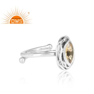 ทองธรรมชาติซิทรินพลอยรูปไข่รูปปรับแหวนเครื่องประดับเงิน925ออกซิไดซ์แหวนเครื่องประดับผู้ค้าส่ง - Product Image 3