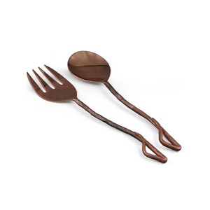 Food Serving Set Wrought Handle Rose Gold Plated Salad Serving Set Metal Decorative Salad <b>Servers</b> <b>Buffet</b> Serving Set - Product Image 6