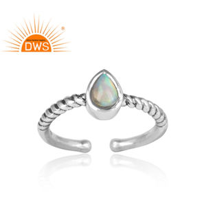 Zs — bague torsadée en argent Sterling anodisé, pour fille, bijou fait à la main, opale éthiopienne, en pierre précieuse, vente en gros - Product Image 2