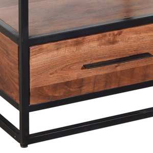 Modern Industrial Design Solid Wood Furniture <b>Iron</b> & Wooden Nightstand <b>Table</b> for Hall & School for Living Room Decoration - Product Image 6