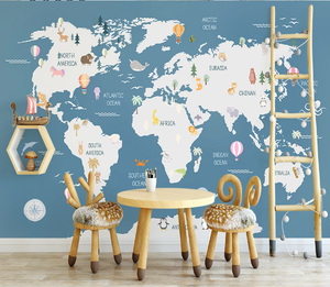 <span class=keywords><strong>Papier</strong></span> <span class=keywords><strong>peint</strong></span> panoramique à la main en 3d pour enfant, autocollant mural avec carte du <span class=keywords><strong>monde</strong></span>, dessin animé - Product Image 4