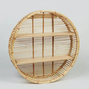 越南制造的功能性竹壁架架，带编织的圆形竹架