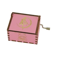 Caja Musical de Madera Contrachapada Rosa de Sailor Moon con Manivela para Regalo de Novia