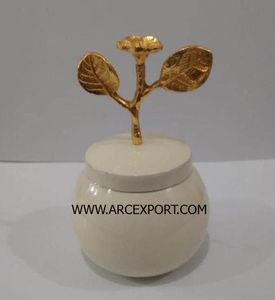 Bol à nourriture en métal vintage classique de designer avec bouton de couleur or poudré blanc, jetable pour la vente de fête, provenant de fournitures indiennes - Product Image 6