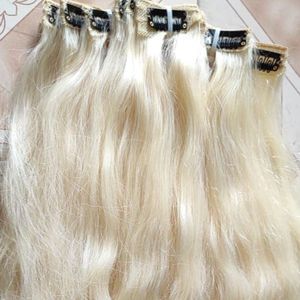 Extensions de cheveux naturels lisses, 30 pouces, avec clips, Look poils humains, couleur Blonde 613, emballage de qualité supérieure - Product Image 1