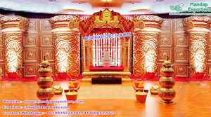 Gran Srilankan boda etapa de decoración hecho Rajwada boda escenario Ontario elegante Srilankan boda escenario Decoración - Product Image 5