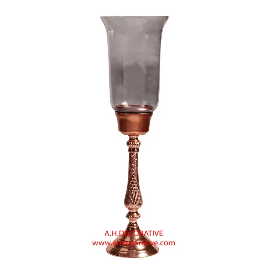 Kerzenhalter aus Metall mit Glas Votiv Kupfer beschichtetes Aluminium Hand gefertigt T Light Kerzenhalter Lampe mit Glas Votiv