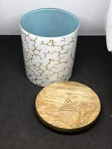 Pots de bougie imprimés, récipient de luxe en verre, verres imprimés, bleu ciel, lignes dorées, meilleur vente, pièces - Product Image 2