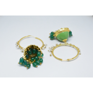 Meenakari Partywear ทองเหลือง,เคลือบทองแบบดั้งเดิมแฮนด์เมด Huggie Jhumka Earing สำหรับเด็กผู้หญิงและผู้หญิง - Product Image 2