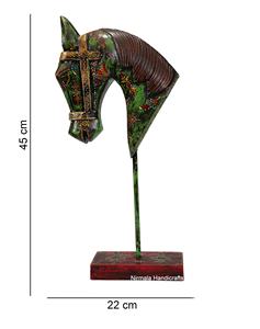 Statuette de tête de cheval en bois d'émail artisanal, Sculpture indienne en forme de tête de cheval, cadeau de retour à la main, pièce décorative intérieure et extérieure - Product Image 1