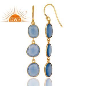 Pendiente colgante de piedras preciosas de Calcedonia azul Natural de Plata de Ley 925 para mujer, fabricante de joyas - Product Image 3