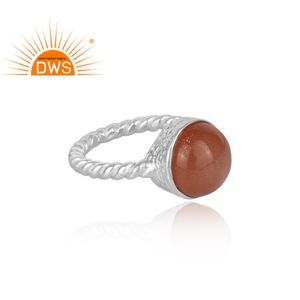 Anillo de plata de primera ley con piedra lunar para mujer, sortija, plata esterlina, piedra Natural, color melocotón, hecho a mano - Product Image 3
