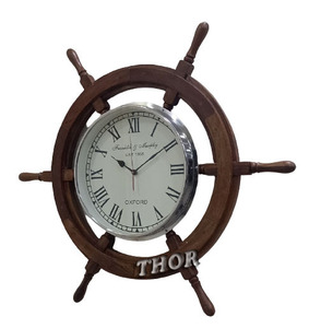 Nautique Fabriqué À La Main Premium Décoration Murale Horloge En Bois Navire Roues | Pirate Accent | Maritime Décoratif Fois Horloge - Product Image 1