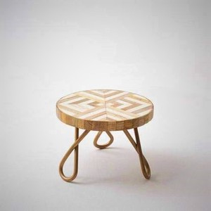 Support à gâteau rond design moderne support à plateau polyvalent tabouret de jardinière bois métal pour la maison hôtel fêtes d'anniversaire d'anniversaire - Product Image 2