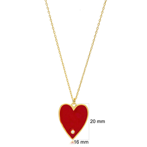 Colgante romántico elegante de Plata de Ley 925, joyería hecha a mano turca con diseño de corazón esmaltado rojo, venta al por mayor - Product Image 6