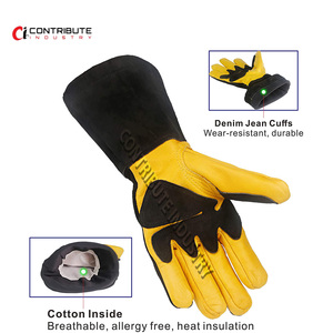 Gants de soudage en cuir de qualité supérieure Offre Spéciale Taille personnalisée Protection des mains et des bras résistante à la chaleur et au feu - Product Image 4