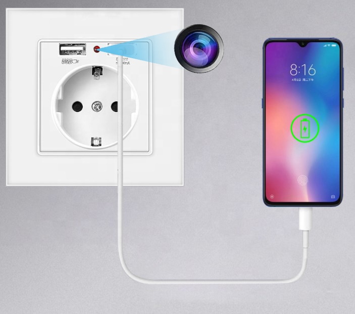 Камера Wi-Fi европейскую розетку 16A стенная розетка переключатель настенная зарядка HD 1080P CCTV мини-камера