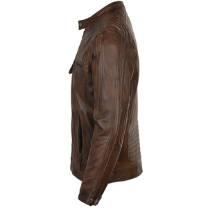 Chaqueta de cuero personalizada de talla grande transpirable impermeable de invierno para hombre con ribete de piel de oveja - Product Image 4