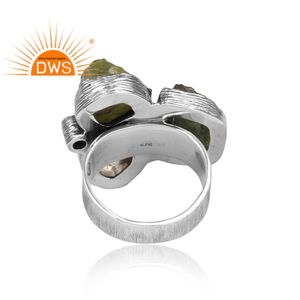 ออกซิไดซ์เงินสเตอร์ลิงธรรมชาติหยาบ Moldavite , Herkimer เพชรและ CZ ผู้ผลิตเครื่องประดับแหวนพลอย - Product Image 4