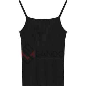 Débardeur côtelé extensible pour femme avec décoration plumes et boutons en gros - Product Image 5