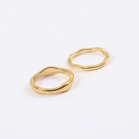 Bague en acier inoxydable plaqué or 18K, anneau avec ondulations irrégulières, empilables, pour femmes, expédition depuis la France