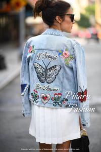 2023 Custom Embroidered Europe Vintage <b>Summer</b> <b>Dress</b> for Women Long Sleeve V-Neck Natural Waist Woven Denim Eco-Friendly - Product Image 3