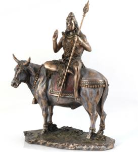 Nirmala Handicrafts - Estatua de Nandi Shiva Hecha a Mano en Resina de Poliéster y Bronce, Ídolo Religioso Hindú Indio, Figura Decorativa Art Deco para Mesa o Escritorio - Product Image 3