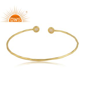 Bracelet en argent Sterling plaqué or, bijoux de styliste, vente en gros, gros de pierres précieuses, manchette, opale - Product Image 3