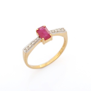 Anillo de declaración de oro amarillo sólido de 18 quilates hecho a mano, piedra preciosa de diamante de rubí natural, joyería fina para Aniversario de fiesta de mujer - Product Image 2
