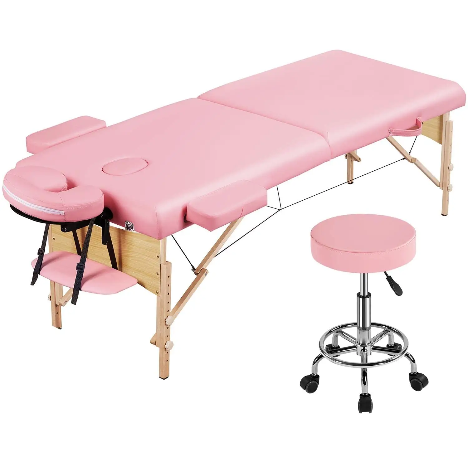 Sukar Luxe Aangepaste Traagschuim Roze Draagbare Massage Bed Wimper Stretcher Lash Bed Draagbare Massagetafel