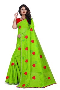 Femmes indiennes réception porter coton soie Saree avec broderie 0 fleur Design travail avec chemisier non cousu prix de gros vêtement - Product Image 2