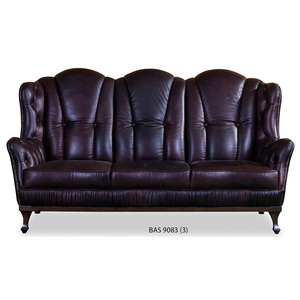 Sofá Chesterfield Moderno Marrón Oscuro SERIE CHESTERFIELD de 3 Plazas Tapizado en Cuero para Sala de Estar BAS9083 - Product Image 1