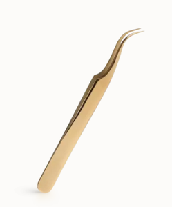 Pince à épiler professionnelle en or pour extensions de cils en acier inoxydable avec embouts incurvés et inclinés pour l'isolation du volume - Product Image 2
