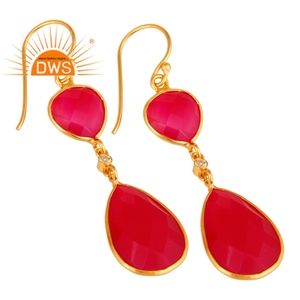 Pendiente colgante de piedras preciosas de Calcedonia Rosa Natural de plata de ley de nuevo diseñador, joyería para mujer, regalo para ella - Product Image 2