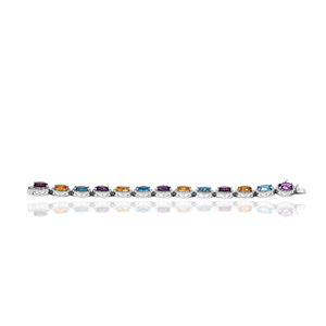 Wholesale Natural Oval Multi Gemstone and Cubic Zircon 925 <b>Solid</b> Sterling Handmade Women's Tennis <b>Bracelets</b> for Gifts Parties - Product Image 4