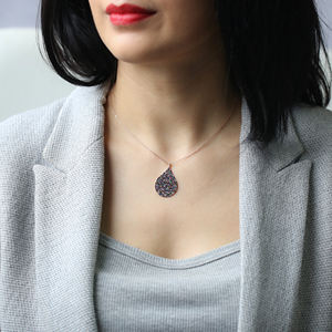 Colgante de Piedra con forma de gota de agua para mujer, joyería de plata de ley 925 hecha a mano turca - Product Image 2