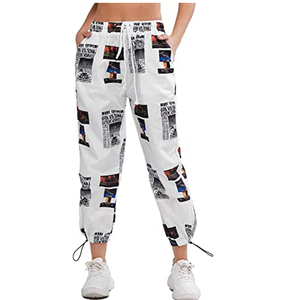 ชุดวอร์มกีฬาผ้าไนลอนน้ำหนักเบาสำหรับผู้หญิงและผู้ชาย ออกแบบและพิมพ์ลายได้ตามต้องการ กางเกงขายาวเอวสูงมีโลโก้ - Product Image 4