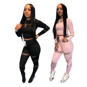 Conjunto de dos piezas para mujer, Top y pantalones cortos con cordón, chándal de Hip Hop, traje para correr - Product Image 4