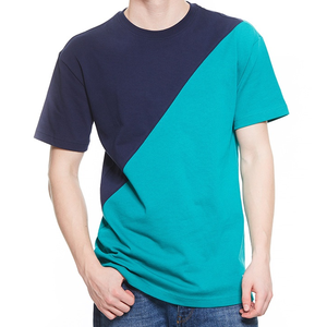 เสื้อยืดฮิปฮอปสำหรับผู้ชาย,เสื้อยืดโอเวอร์ไซส์เย็บปะติดสีทึบใหม่ทำตามสั่ง - Product Image 1