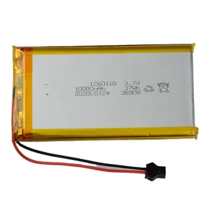 Batterie lipo 10ah, 3.7V, 1260110 mAh, rechargeable 10000 V, haute capacité, modèle KAMCY, 3.7