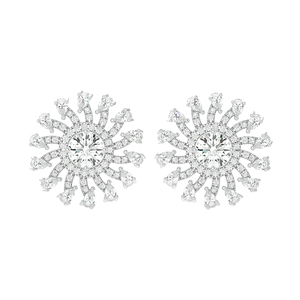 Pendientes de diamantes solitarios de oro blanco de 10 quilates de alta calidad, elegantes, lujosos, bellamente incrustados con diamantes - Product Image 1