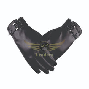 2023 Custom Size <b>Men's</b> Sheepskin <b>Leather</b> <b>Black</b> Warm Motorcycle Riding Touch Screen Winter Quality Male Warm Soft <b>Gloves</b> - Product Image 4