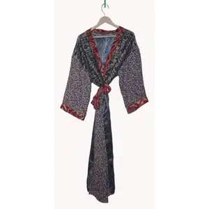 Kimono Pesta Pengiring Pengantin Pakaian Sutra Kimono Desain Terbaik Sari Mewah Panjang Sutra Gaun Malam Gaun Maxi Kimono
