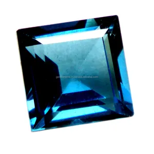 Cojín cuadrado de Topacio Azul Londres, forma redonda de Esmeralda, tamaño personalizado, precio al por mayor, piedra Natural tallada, Topacio azul