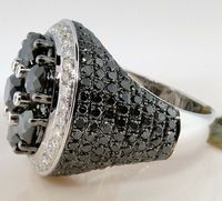 Bague de style HipHop en diamant noir et blanc naturel de 3.20 carats pour homme Bague Hip Hop en or massif 14 carats