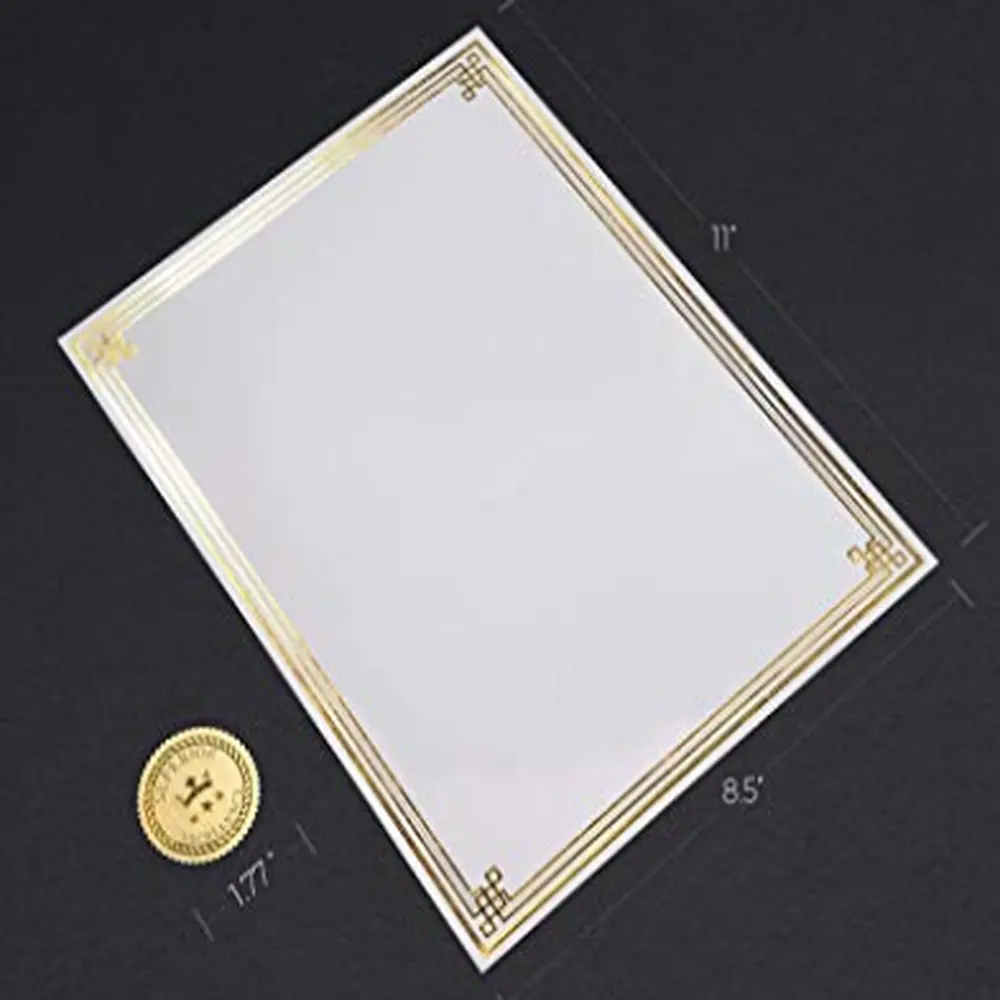 OEM ODM custom made Blank Golden stamp embossed Certificate paper printing