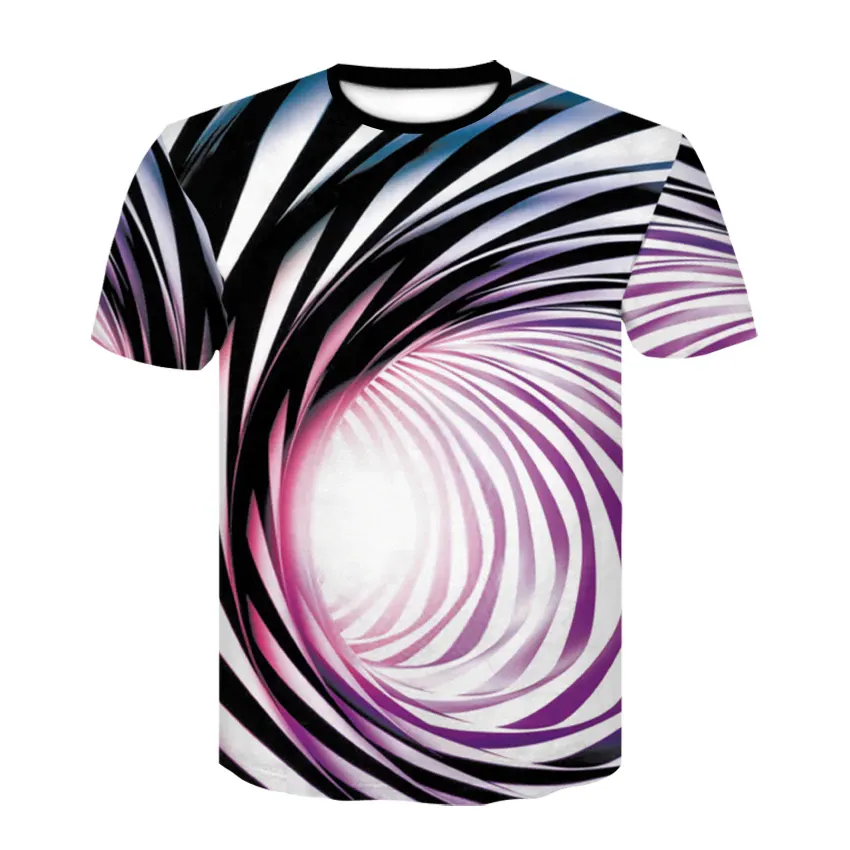 Black And White Vertigo Hypnotic Printing t shirt Funny Short Sleeved Tees Tops Men's 3D T-shirts clothes 2019